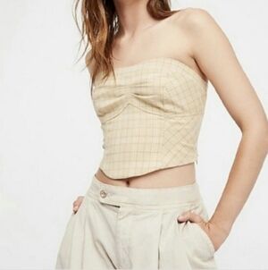 Free People Out West Plaid Corset Women's Strapless Top